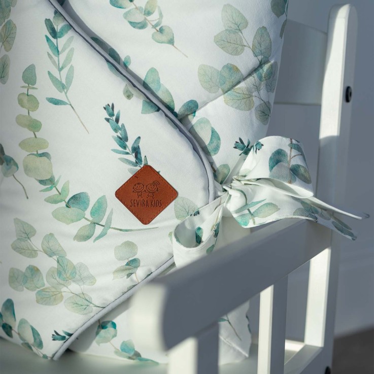 Gigoteuse d'emmaillotage molletonnée en coton, Eucalyptus