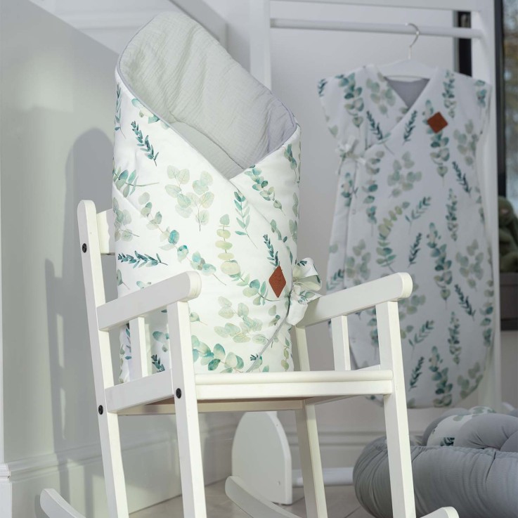 Gigoteuse d'emmaillotage molletonnée en coton, Eucalyptus