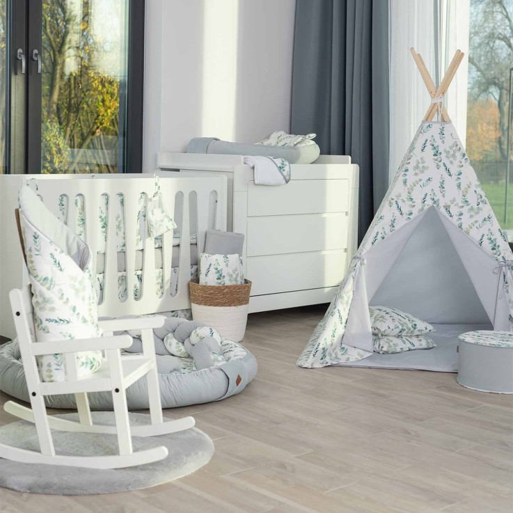 Gigoteuse d'emmaillotage molletonnée en coton, Eucalyptus