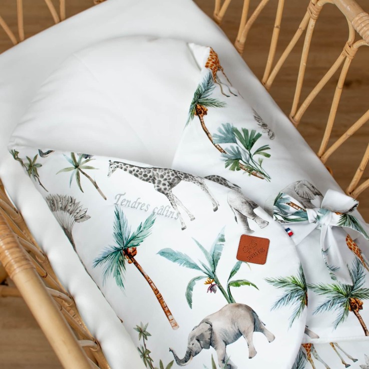 Gigoteuse d'emmaillotage évolutive en coton, Safari