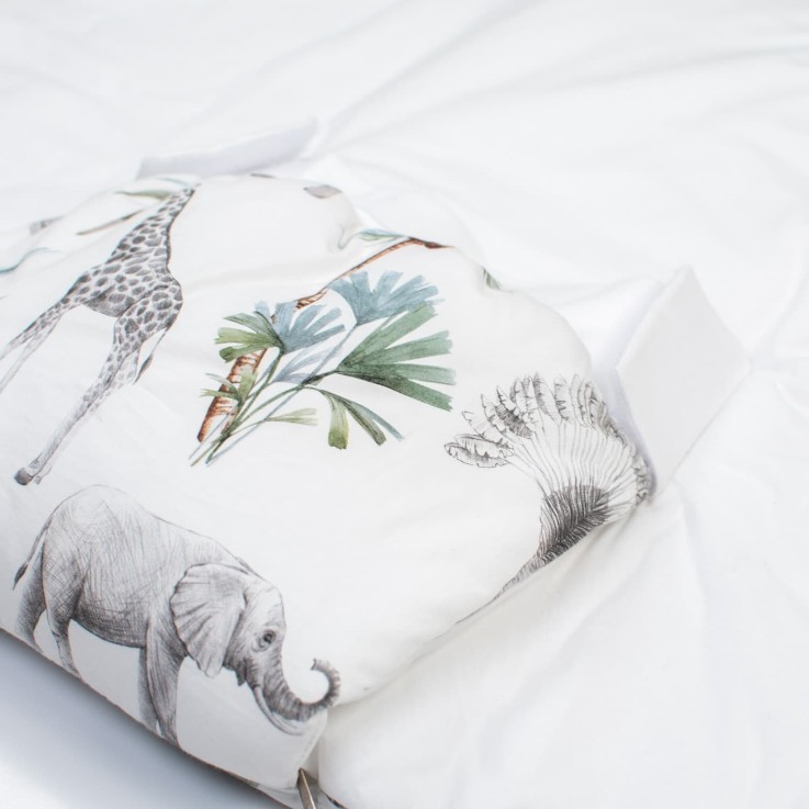 Gigoteuse d'emmaillotage évolutive en coton, Safari