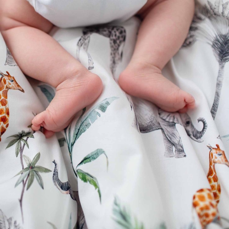 Gigoteuse d'emmaillotage évolutive en coton, Safari
