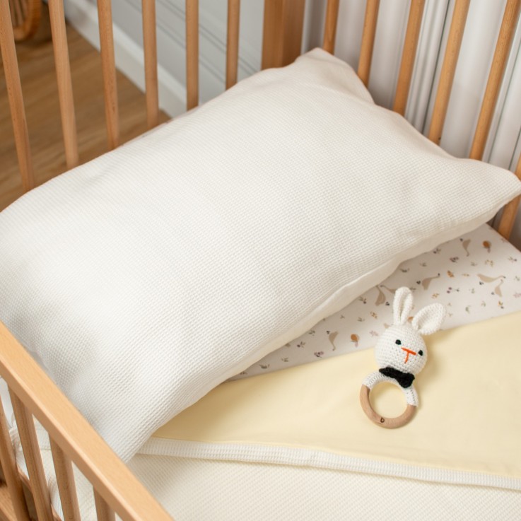 Taie d'oreiller unie en coton nid d'abeille