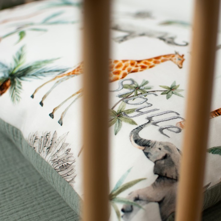 Taie d'oreiller en coton réversible, Safari