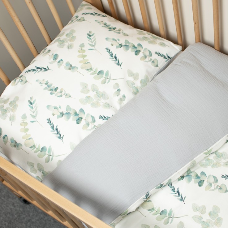 Taie d'oreiller en coton réversible, Eucalyptus