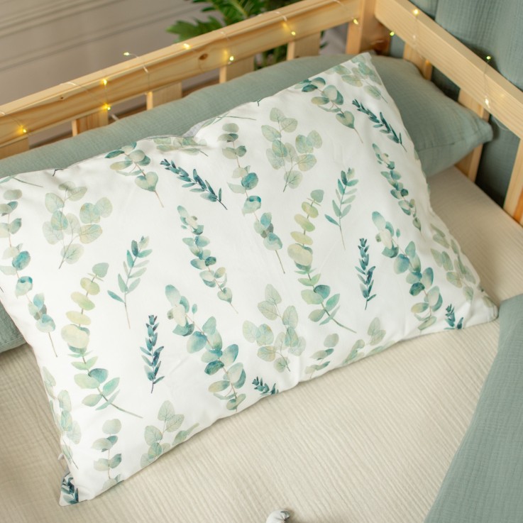 Taie d'oreiller en coton réversible, Eucalyptus