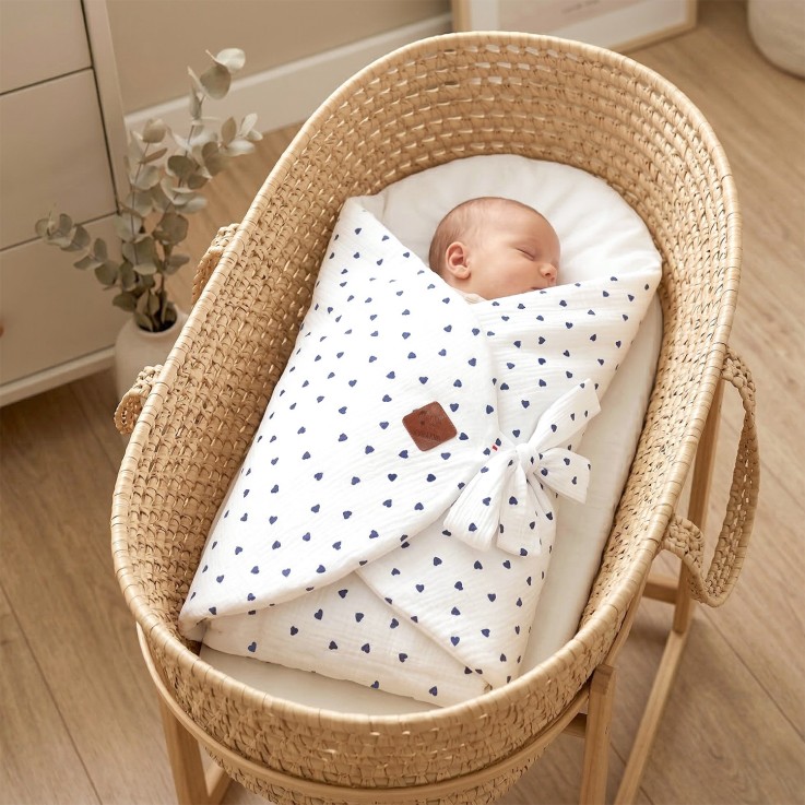 Gigoteuse d'emmaillotage évolutive en gaze de coton Lovio