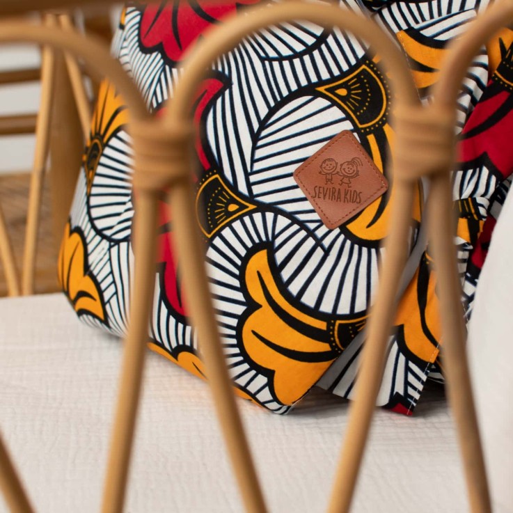 Gigoteuse d'emmaillotage en coton, Wax Fleurs de mariage