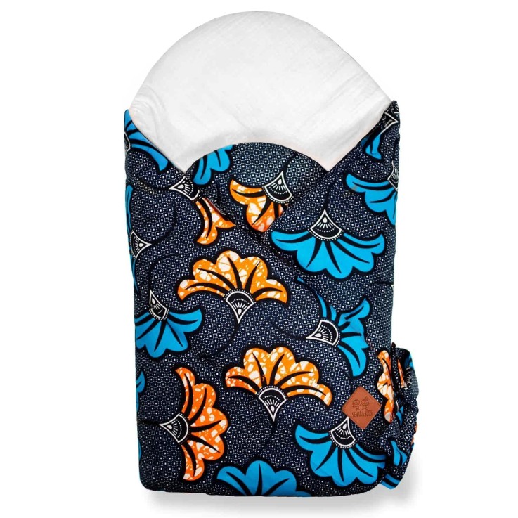 Gigoteuse d'emmaillotage en coton, Wax Fleurs de mariage