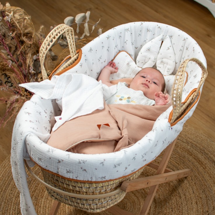 Couffin bébé avec Matelas, Habillage et Drap Housse, Melody