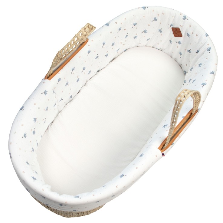 Habillage de couffin en gaze de coton, Bleuet