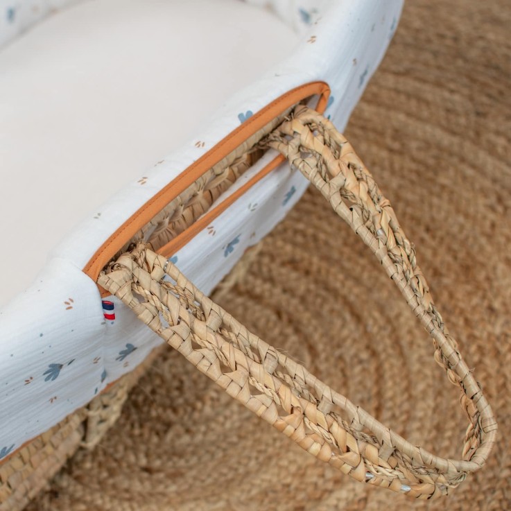 Habillage de couffin en gaze de coton, Bleuet