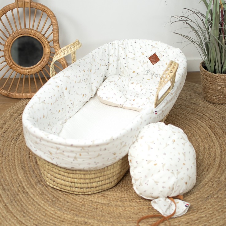 Couffin bébé avec Matelas, Habillage et Drap Housse, Sidonia