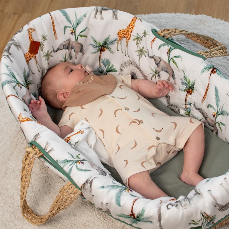 Couffin bébé avec Matelas, Habillage et Drap Housse, Safari
