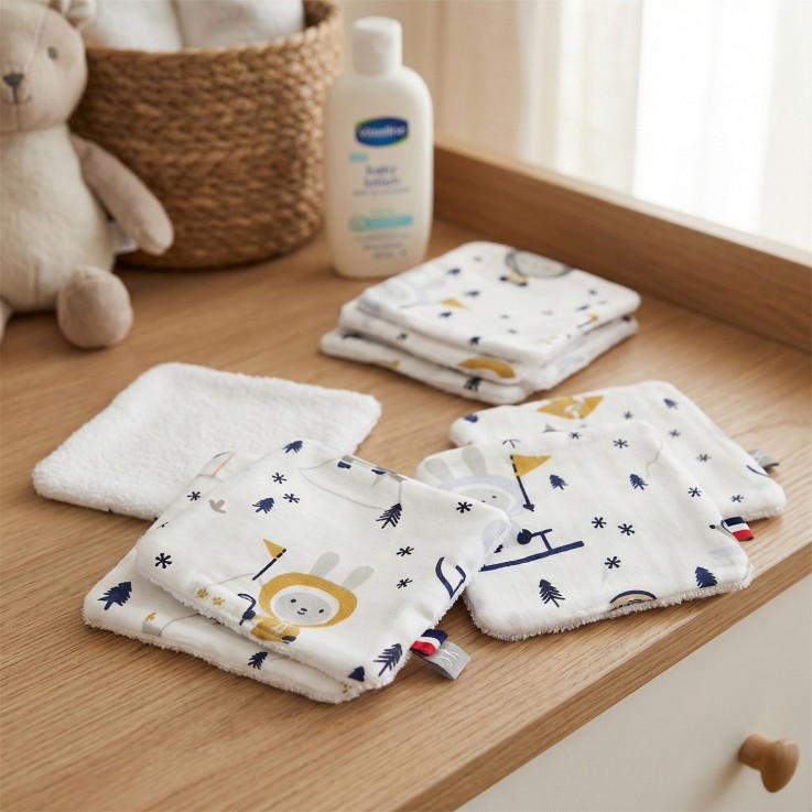 Lingettes bébé lavables 8 pièces, Eskimo