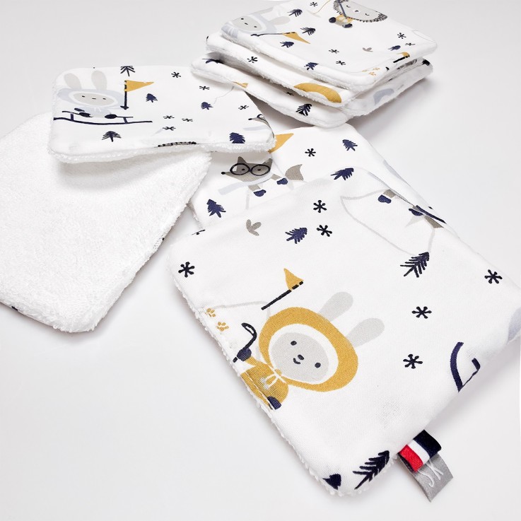 Lingettes bébé lavables 8 pièces, Eskimo