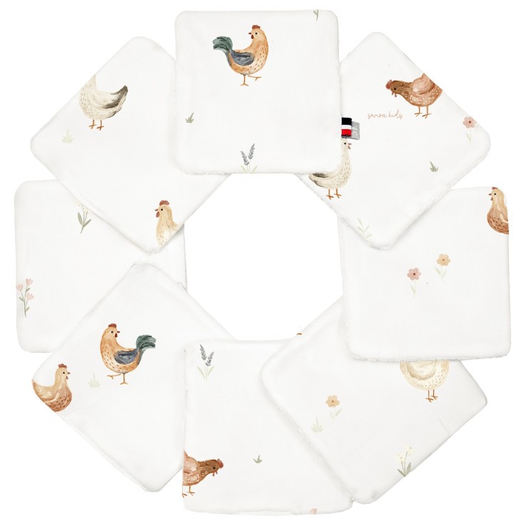Lingettes bébé lavables 8 pièces, GALLINA