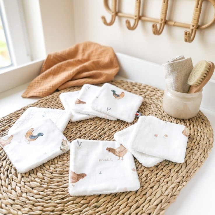 Lingettes bébé lavables 8 pièces, GALLINA