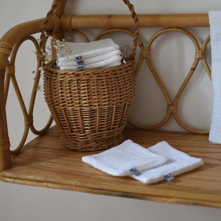 Lot de 8 lingettes lavables, bambou et gaze de coton, Jeanne