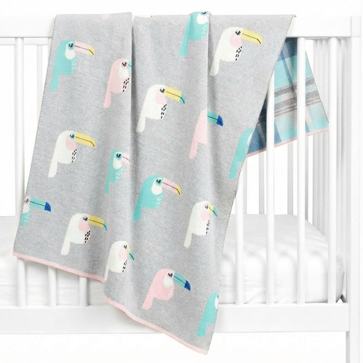 Couverture en coton bio Gots, TOUCAN