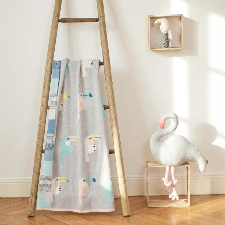 Couverture en coton bio Gots, TOUCAN