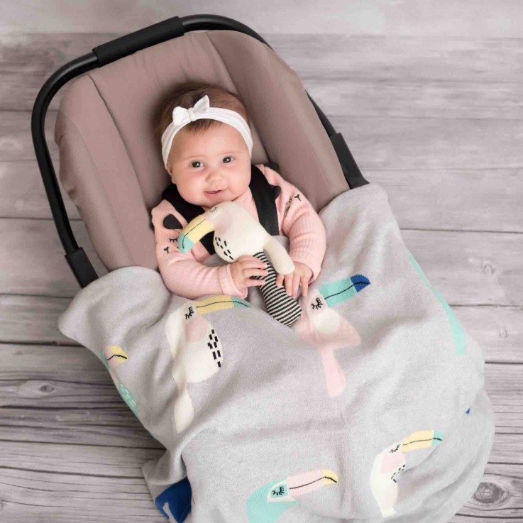 Couverture en coton bio Gots, TOUCAN