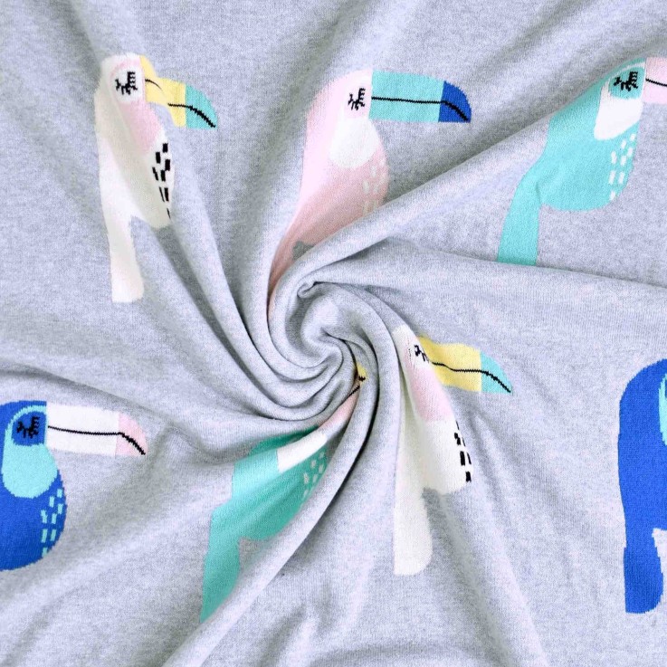 Couverture en coton bio Gots, TOUCAN