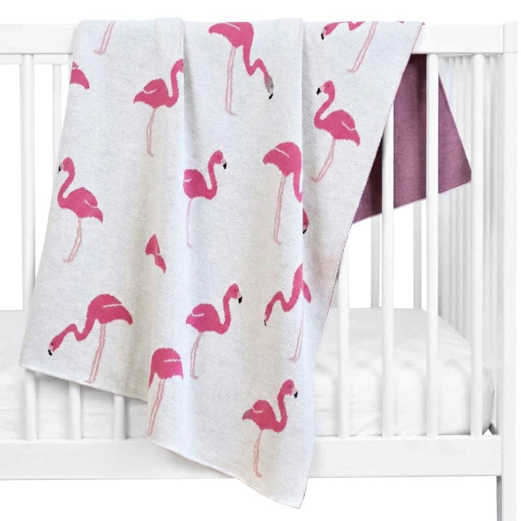Couverture en coton bio, FLAMANT ROSE