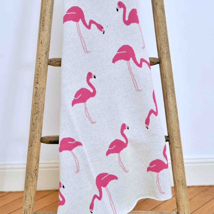 Couverture en coton bio, FLAMANT ROSE