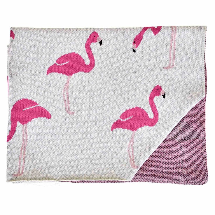 Couverture en coton bio, FLAMANT ROSE