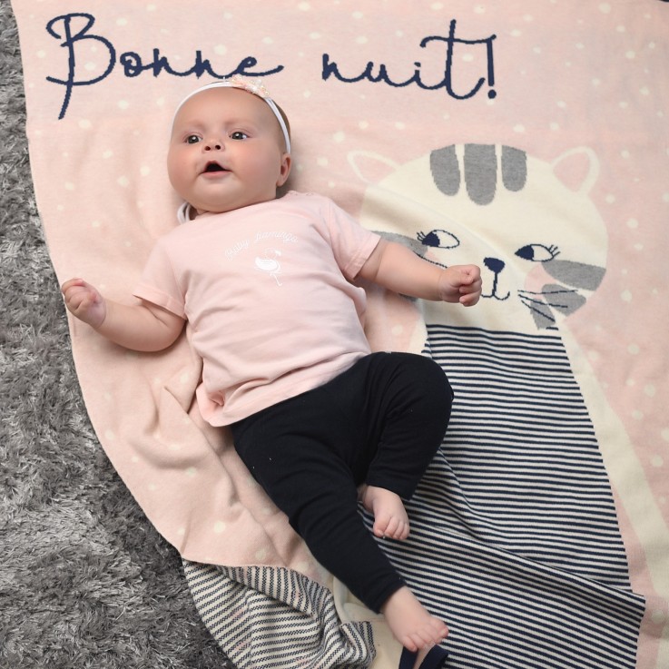 Couverture en coton bio Gots, Chaton