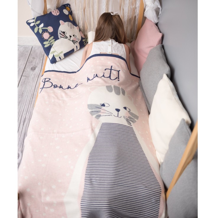Couverture en coton bio Gots, Chaton