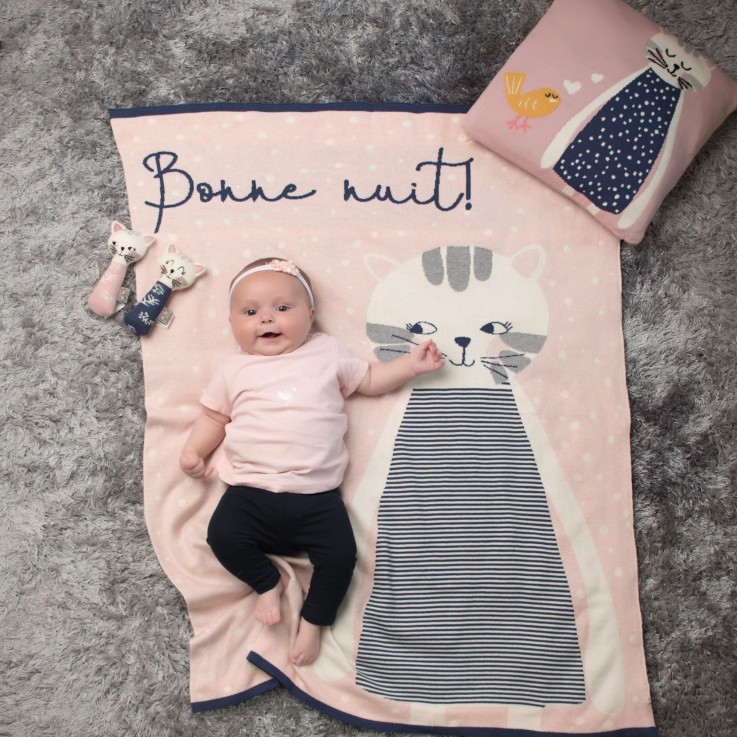 Couverture en coton bio Gots, Chaton