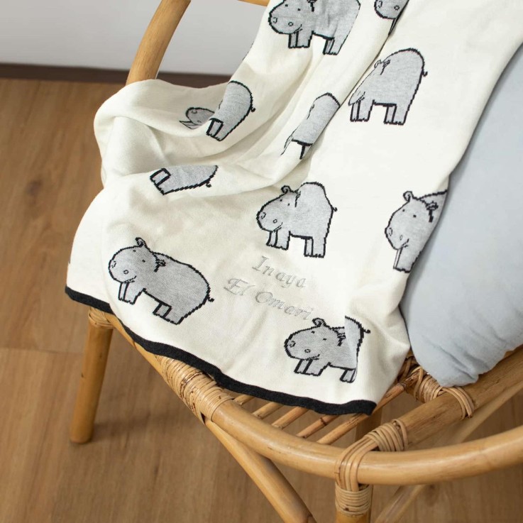 Couverture plaid en coton bio, HIPPO