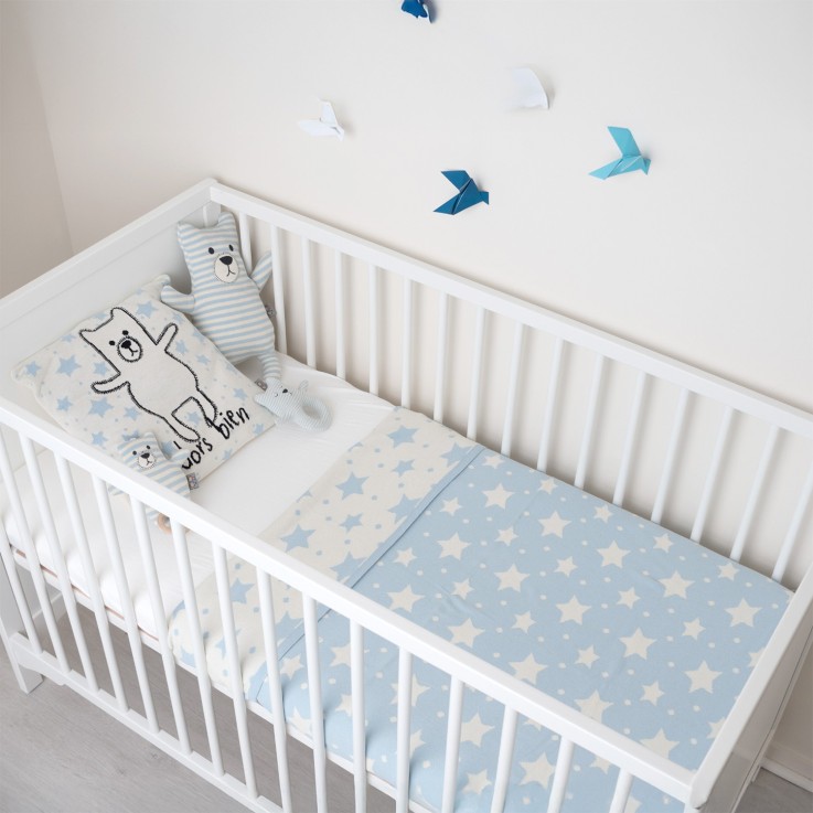 Couverture réversible en coton bio Gots, ÉTOILES