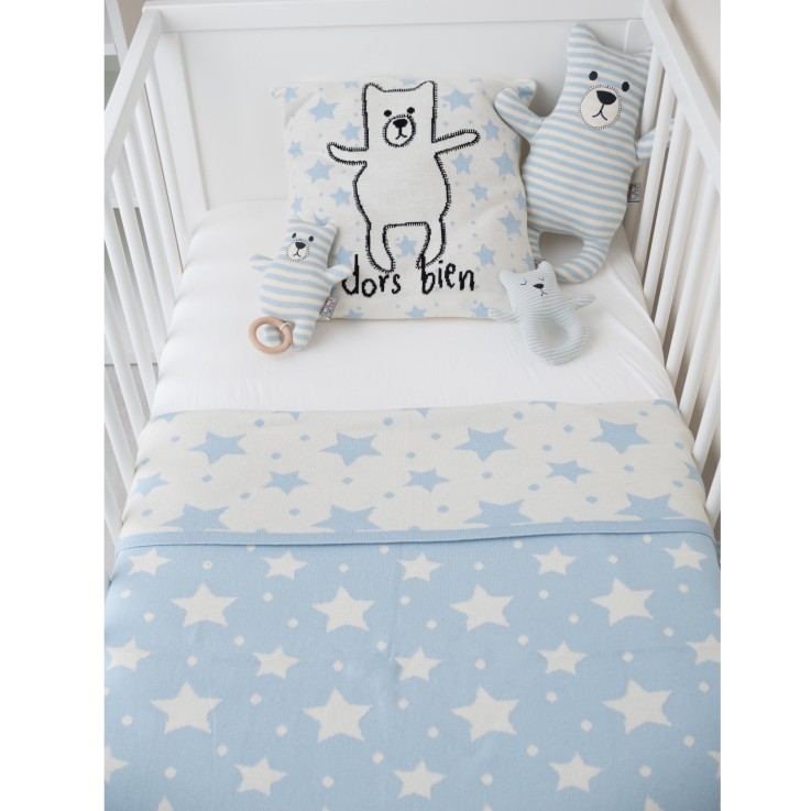 Couverture réversible en coton bio Gots, ÉTOILES