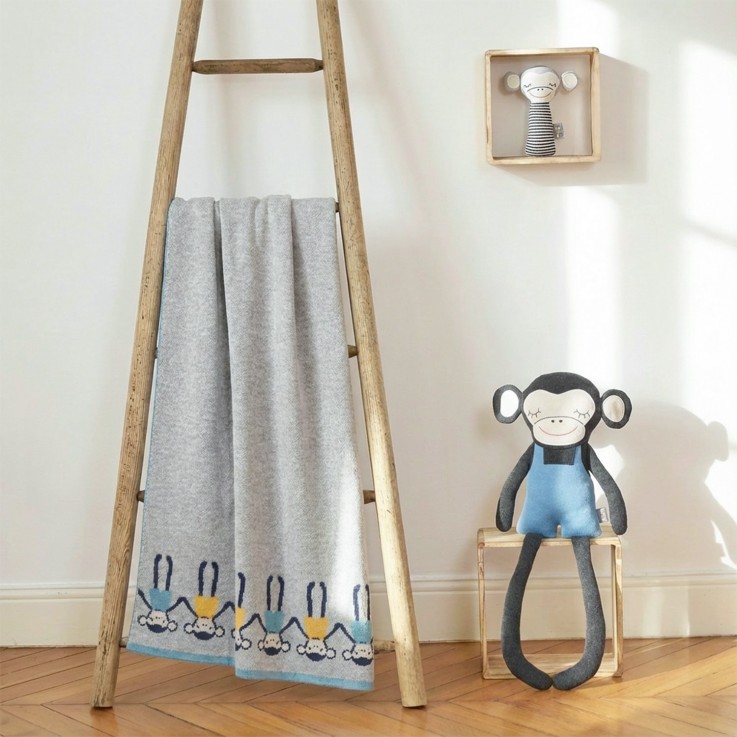 Couverture pour bébé en coton bio, SINGE