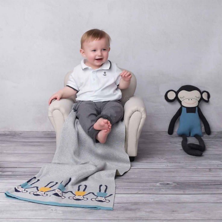 Couverture pour bébé en coton bio, SINGE