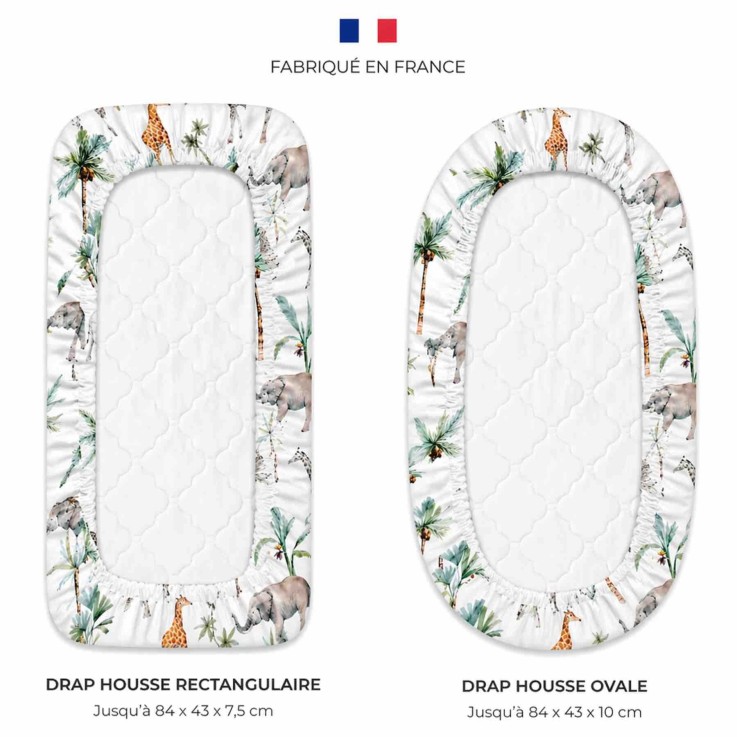 Drap housse berceau en coton, Safari