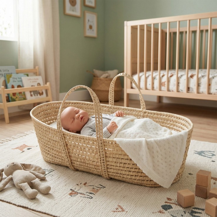 Jouet couffin poupée 60cm en fibres naturelles