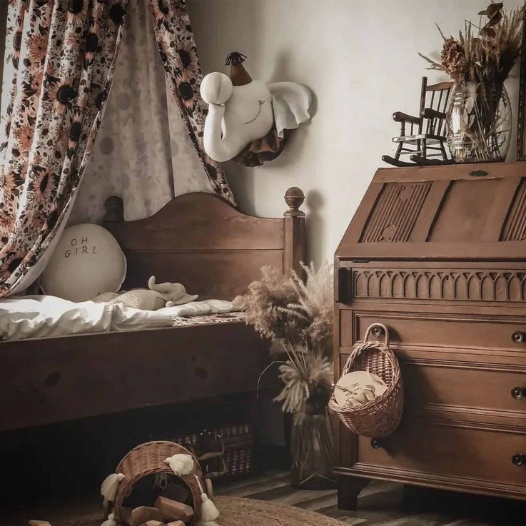 Trophée mural Éléphant en lin – décoration chambre bébé enfant