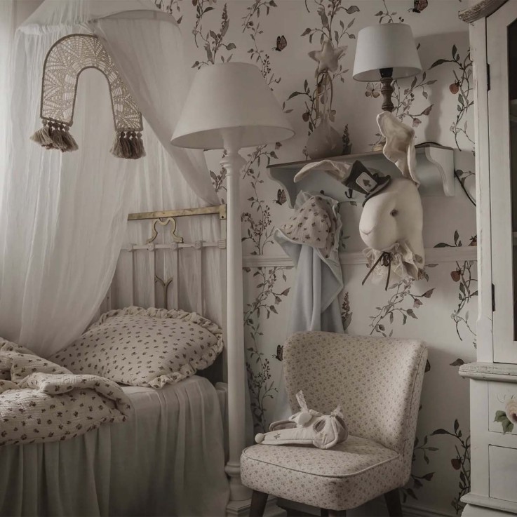 Trophée mural Lapin Pays des Merveilles en lin – décoration chambre bébé enfant