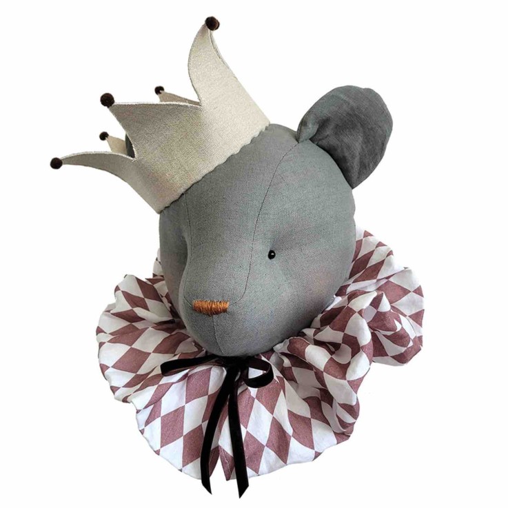 Trophée mural Ours Charles en lin – décoration chambre bébé enfant