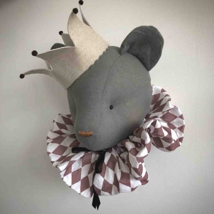 Trophée mural Ours Charles en lin – décoration chambre bébé enfant