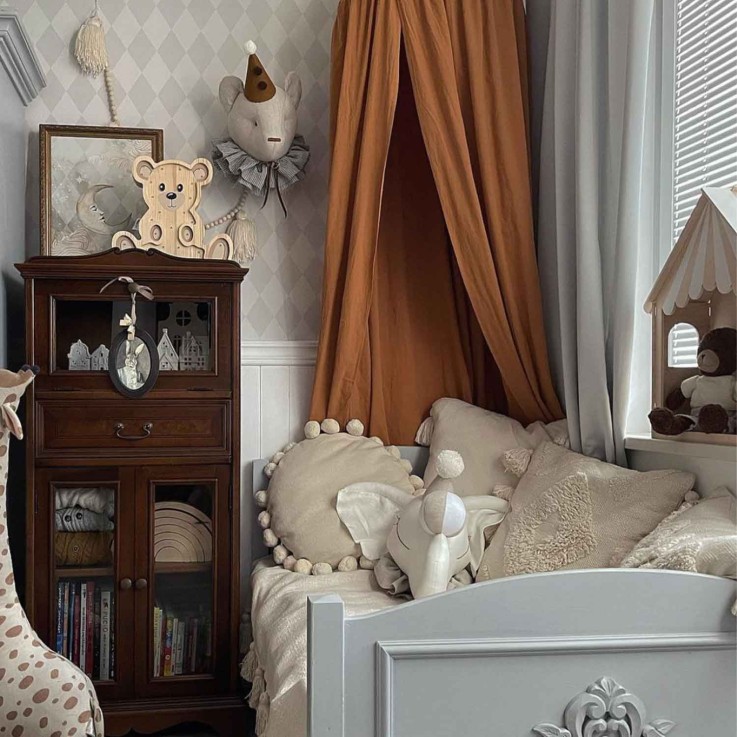 Trophée mural Ours Charles en lin – décoration chambre bébé enfant