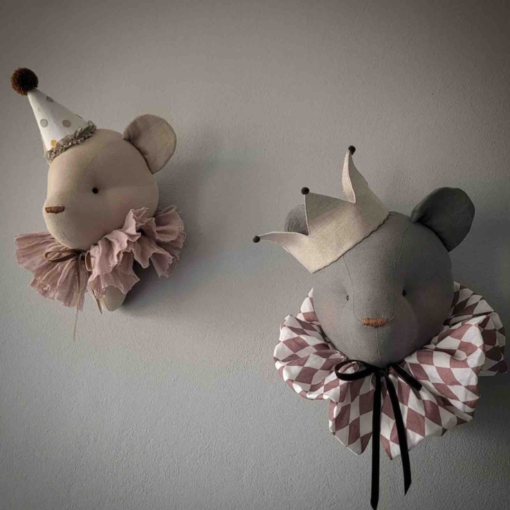 Trophée mural Ours Charles en lin – décoration chambre bébé enfant