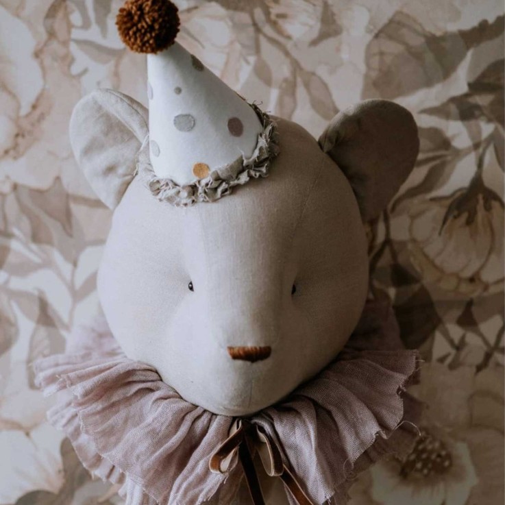 Trophée mural Ours Alexia en lin – décoration chambre bébé enfant