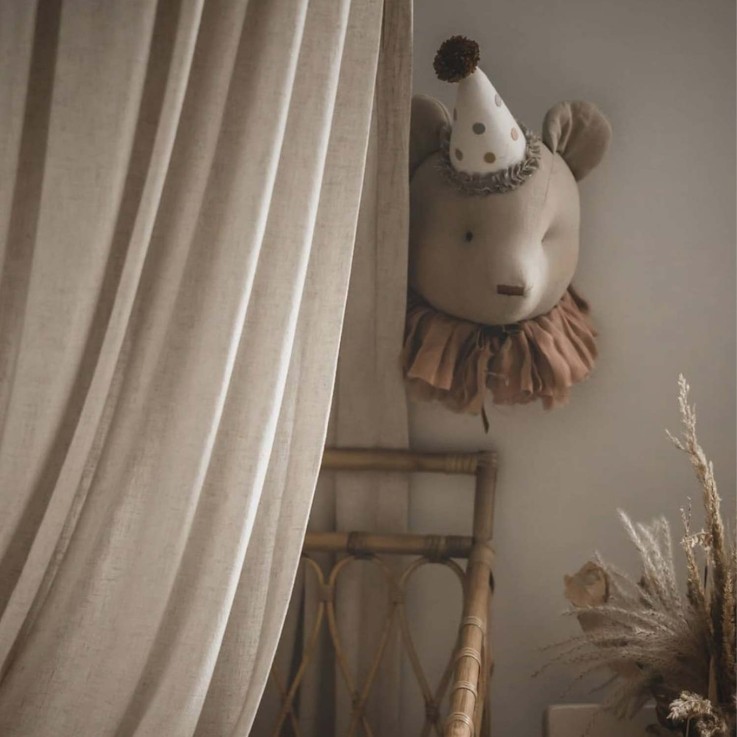 Trophée mural Ours Alexia en lin – décoration chambre bébé enfant