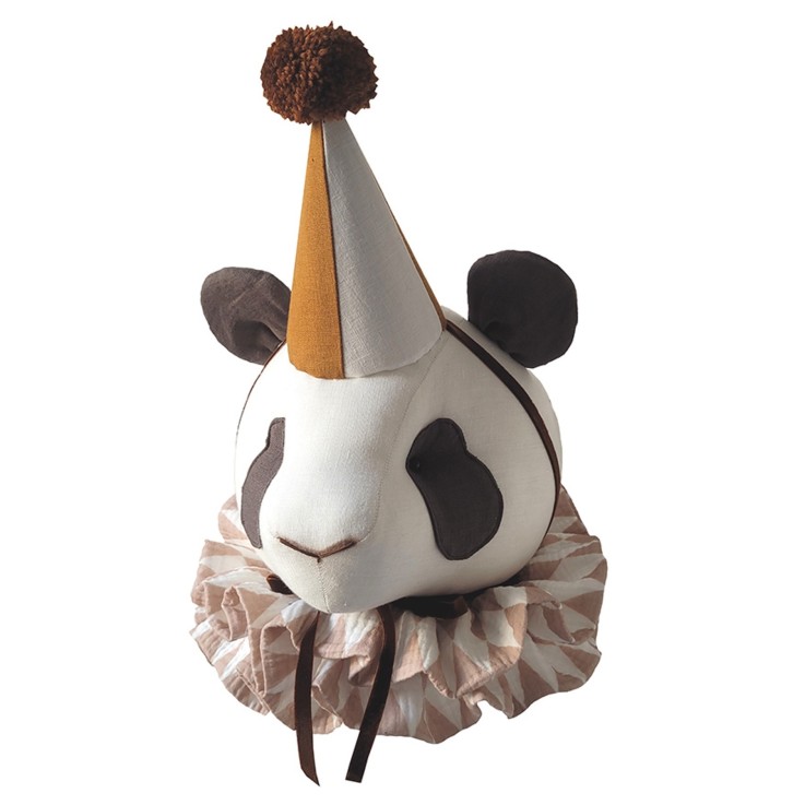Trophée mural Panda en lin – décoration chambre bébé enfant