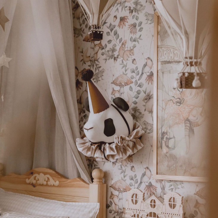 Trophée mural Panda en lin – décoration chambre bébé enfant